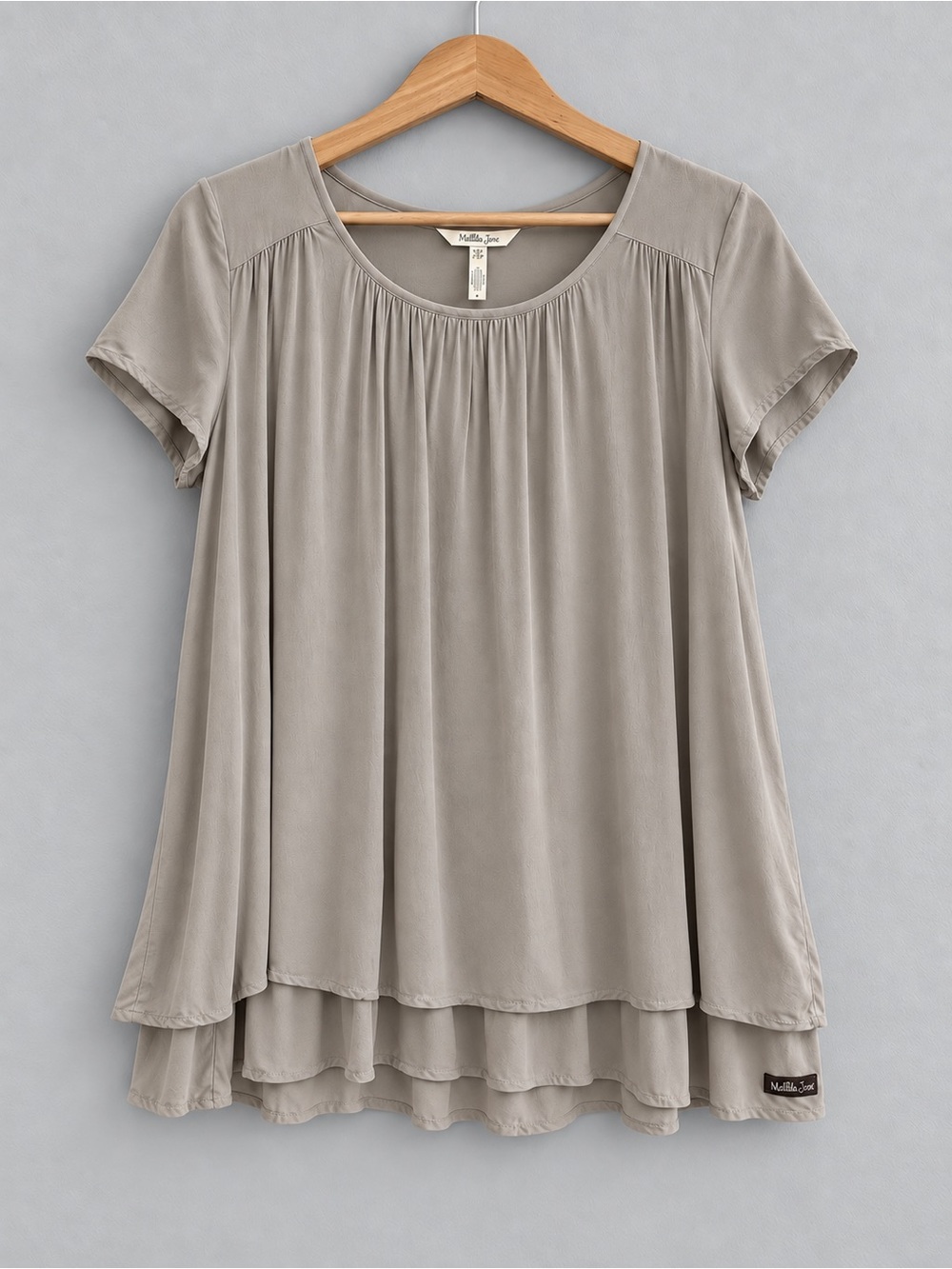 Matilda Jane Taupe Layered Short-Sleeve Swing Tunic